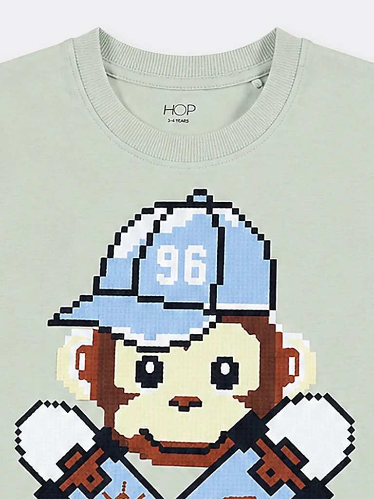 HOP Kids Boys Sage Printed Cotton T-Shirt - Image 5