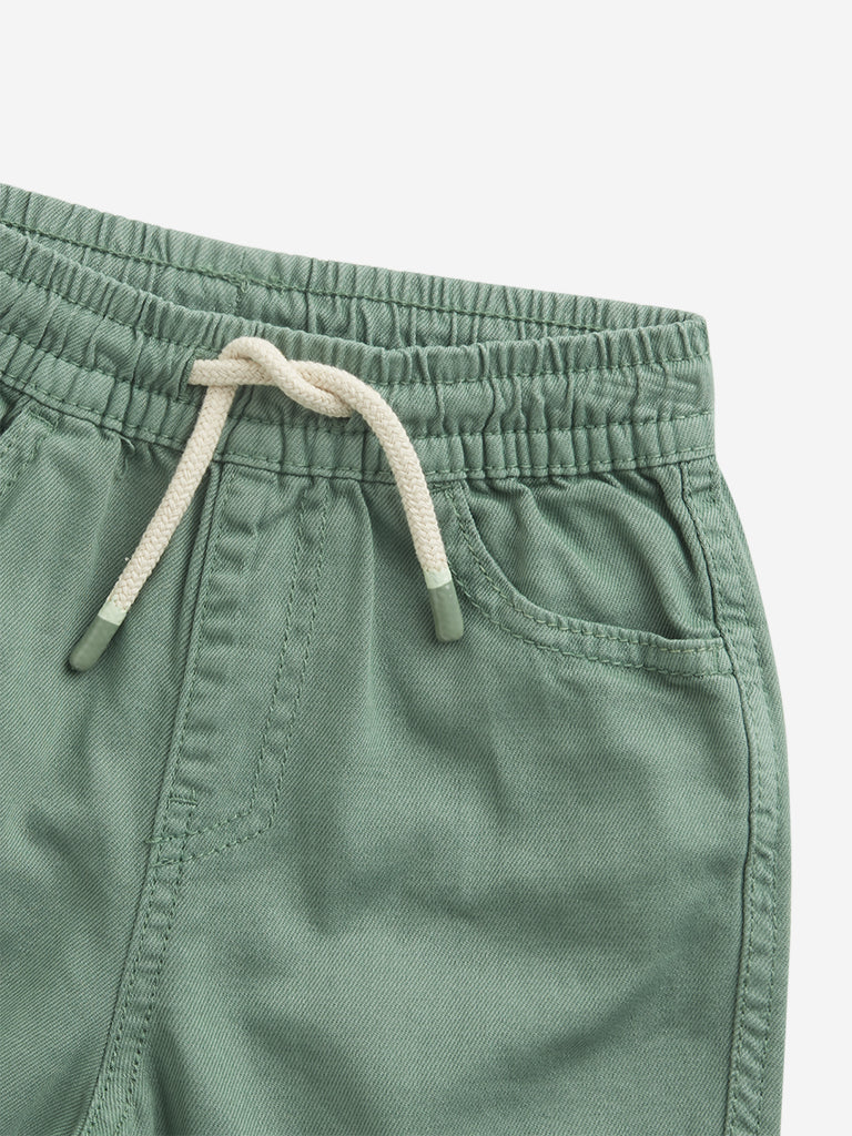 HOP Kids Boys Sage Relaxed Fit Mid Rise Cotton Shorts - Image 4