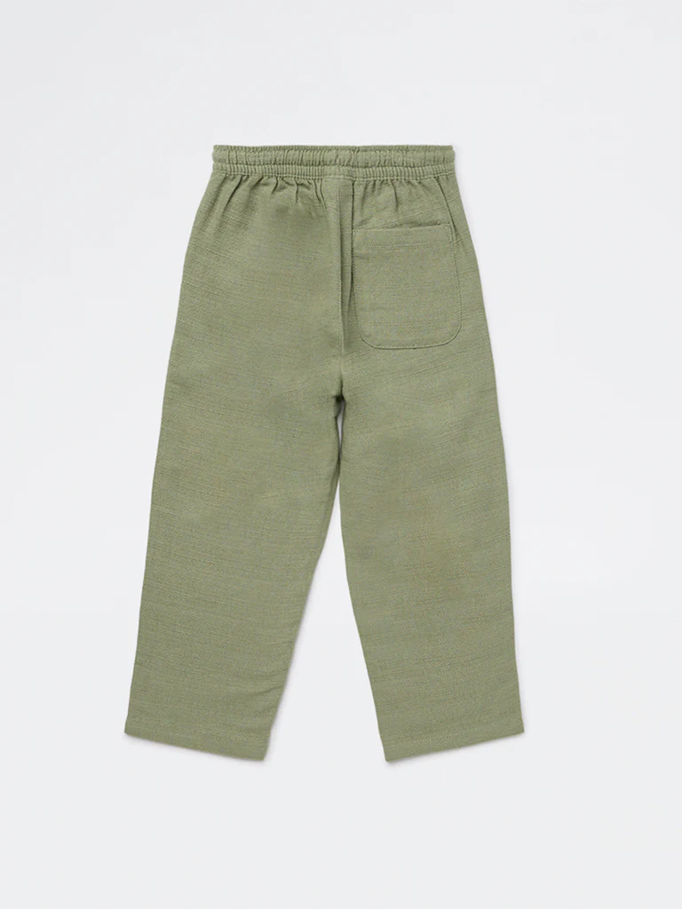 HOP Kids Boys Sage Solid Mid-Rise Cotton-Blend Trousers - Image 4