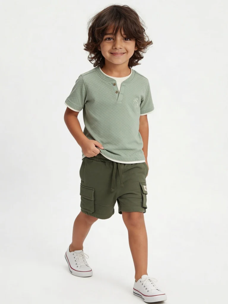 HOP Kids Boys Sage Textured Cotton T-Shirt
