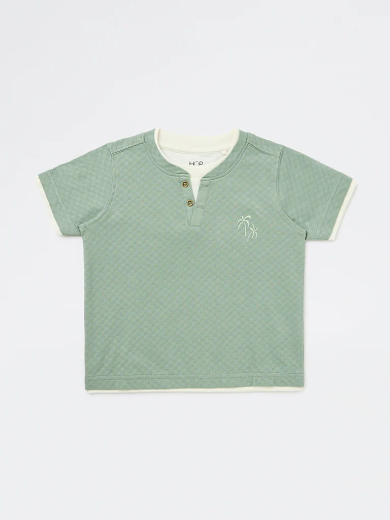 HOP Kids Boys Sage Textured Cotton T-Shirt - Image 4