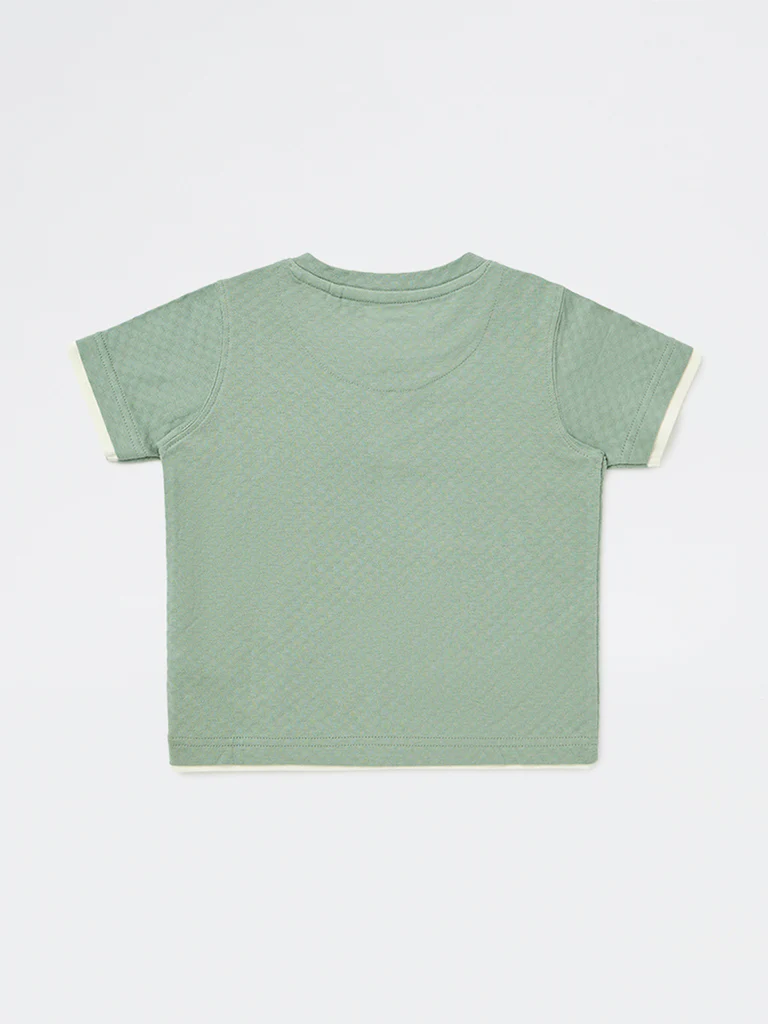 HOP Kids Boys Sage Textured Cotton T-Shirt - Image 5