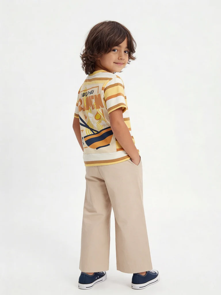 HOP Kids Boys Stone Multi-Pocket Relaxed Fit Cotton Cargo Trousers - Image 2