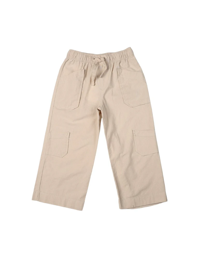 HOP Kids Boys Stone Multi-Pocket Relaxed Fit Cotton Cargo Trousers - Image 3