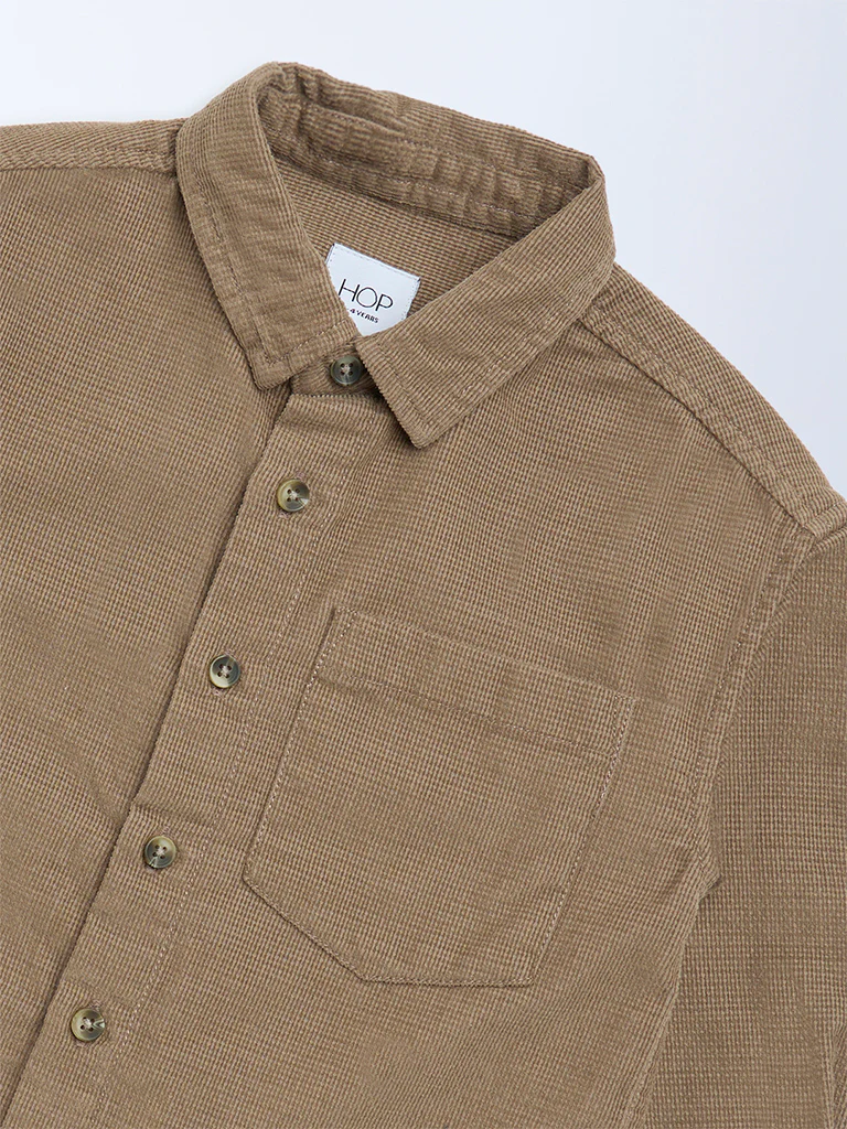 HOP Kids Boys Taupe Cotton Shirt - Image 5
