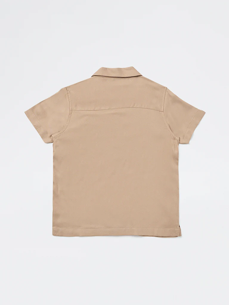 HOP Kids Boys Taupe Graphic Printed Shirt - Image 4