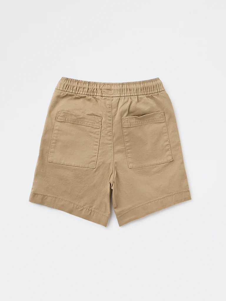 HOP Kids Boys Taupe Mid-Rise Cotton-Blend Shorts - Image 3