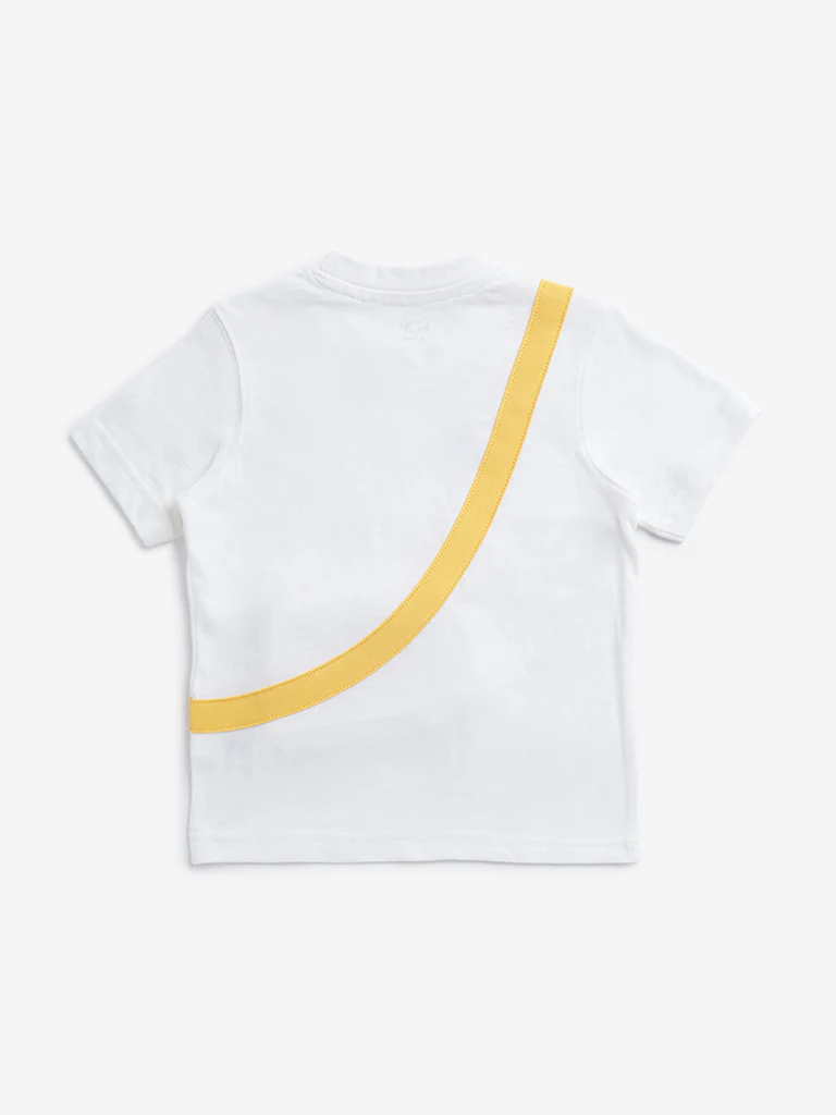 HOP Kids Boys White Car Printed Cotton T-Shirt - Image 3