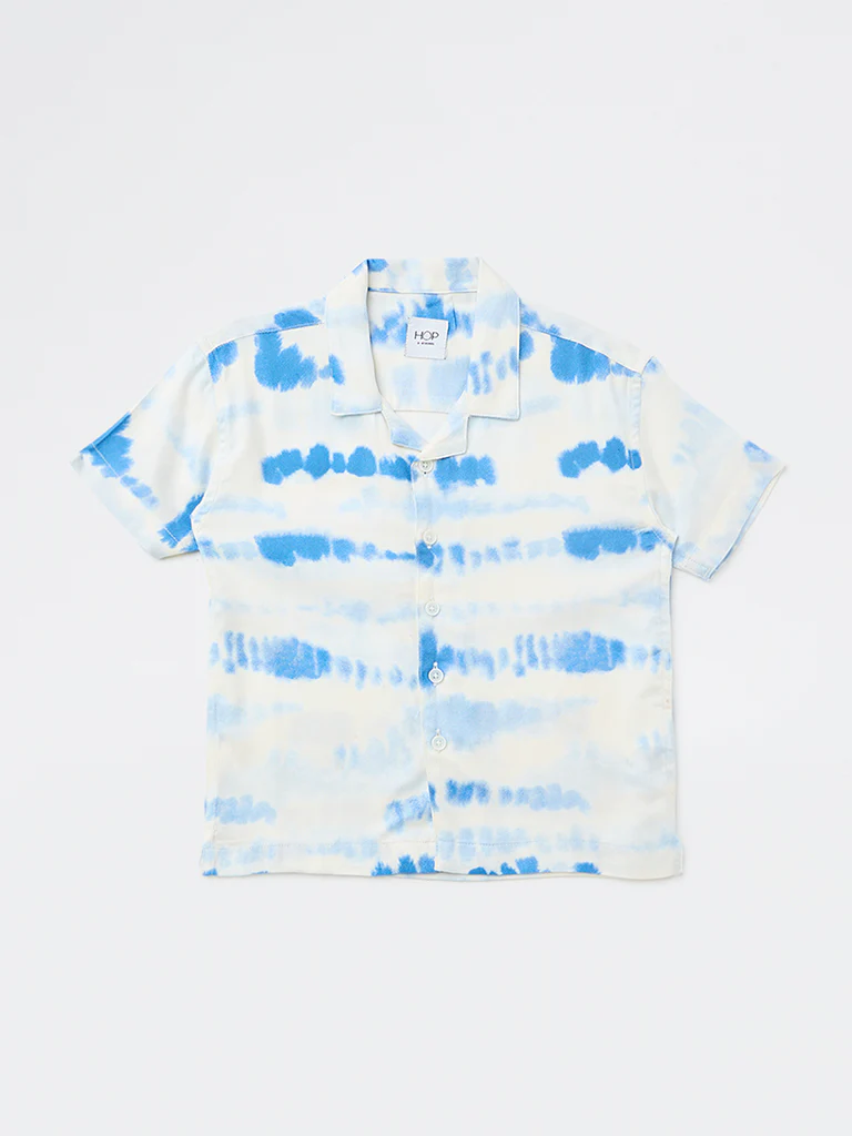 HOP Kids Boys White Tie-Dye Printed Shirt - Image 3
