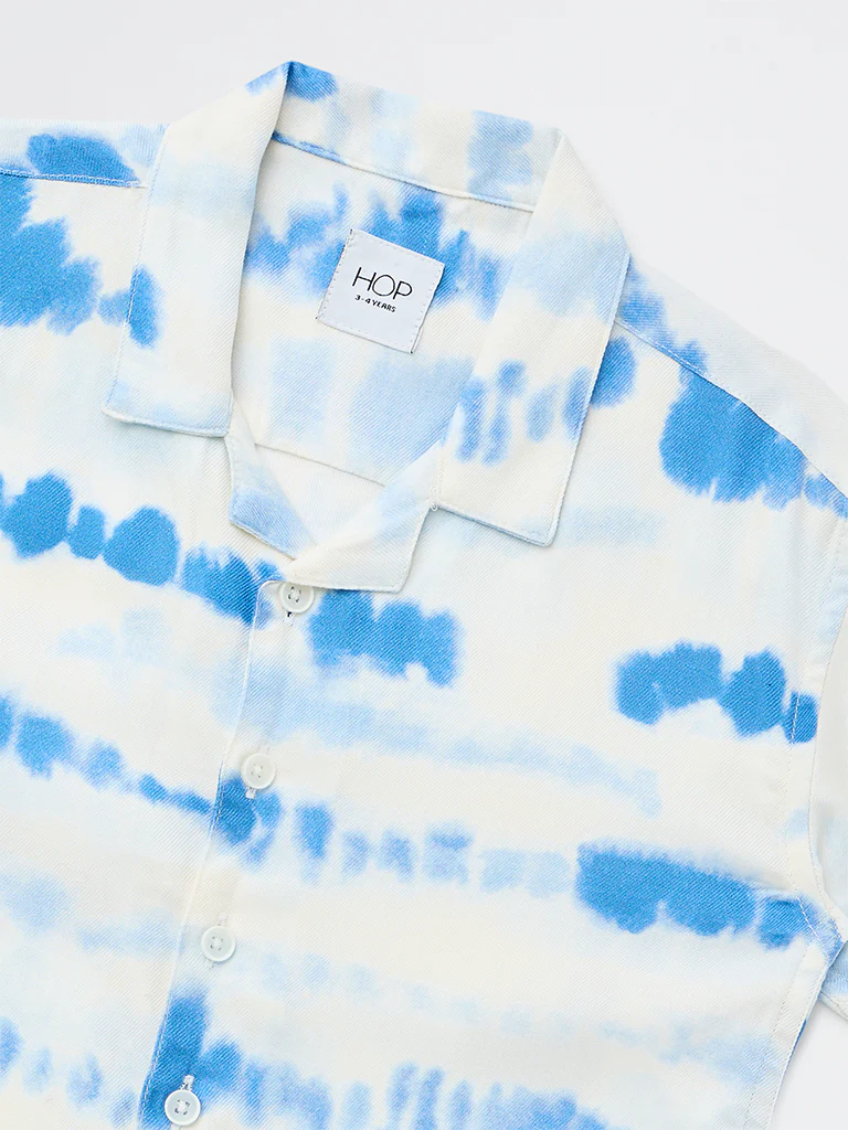 HOP Kids Boys White Tie-Dye Printed Shirt - Image 5