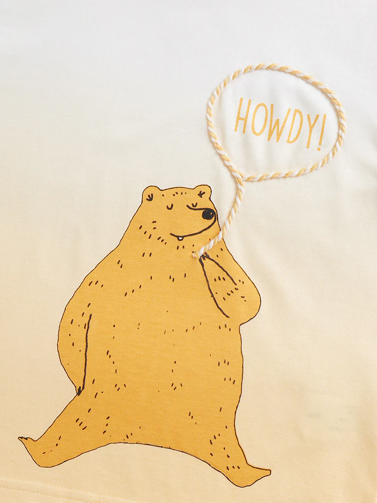 HOP Kids Boys Yellow Animal Print Cotton T-Shirt - Image 4