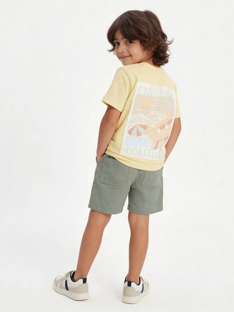 HOP Kids Boys Yellow Embroidered Cotton T-Shirt - Image 2