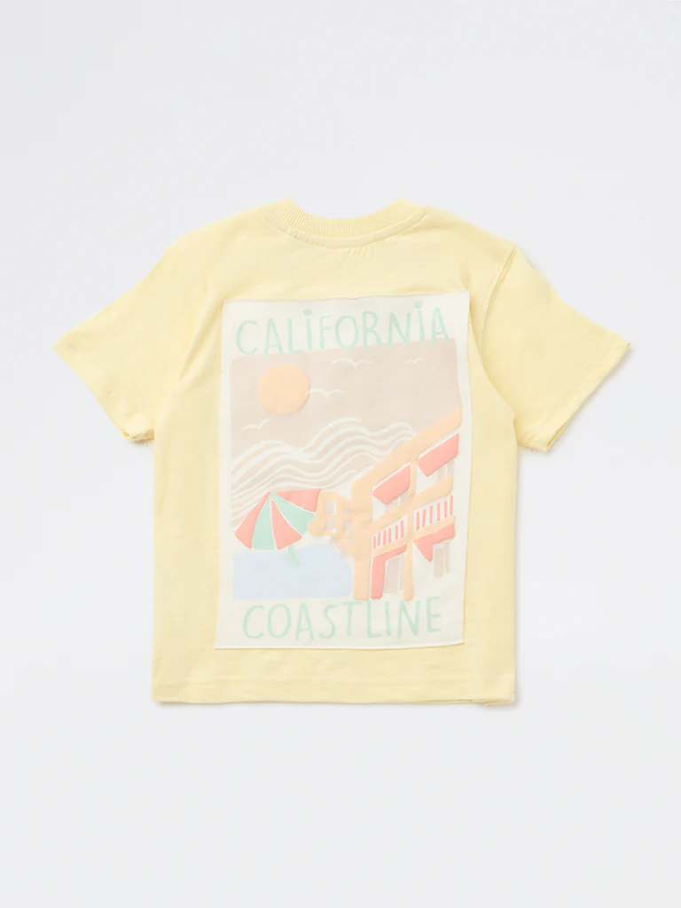 HOP Kids Boys Yellow Embroidered Cotton T-Shirt - Image 4