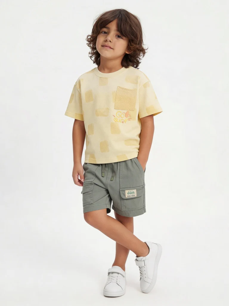 HOP Kids Boys Yellow Knitted Cotton T-Shirt