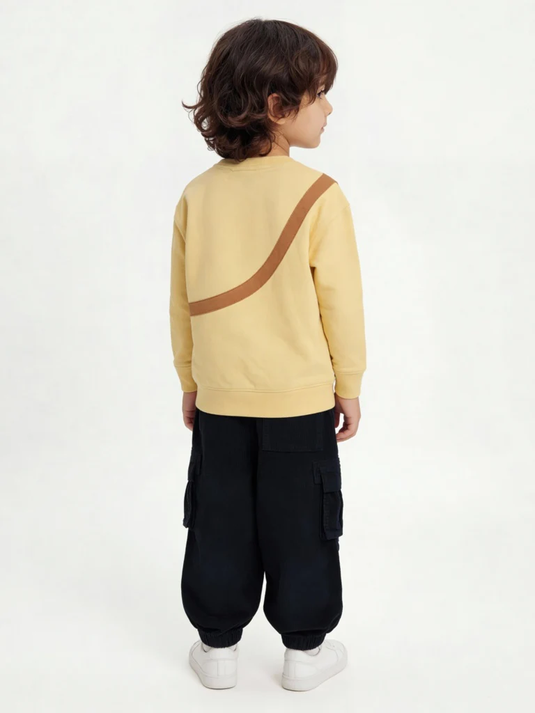 HOP Kids Boys Yellow Pouch Detailed Cotton-Blend Sweatshirt - Image 2