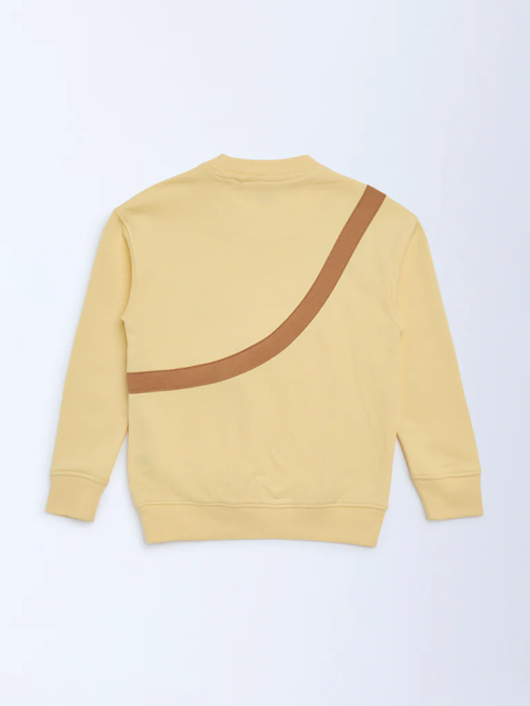 HOP Kids Boys Yellow Pouch Detailed Cotton-Blend Sweatshirt - Image 4