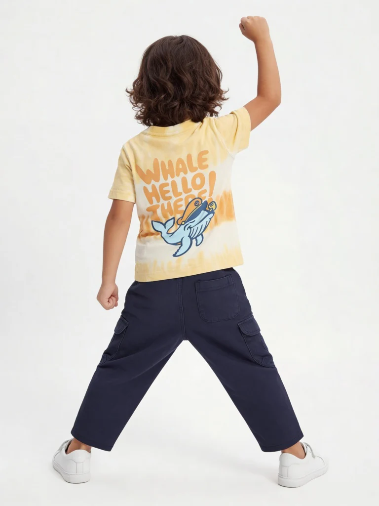 HOP Kids Boys Yellow Tie-Dye Printed Cotton T-Shirt - Image 3