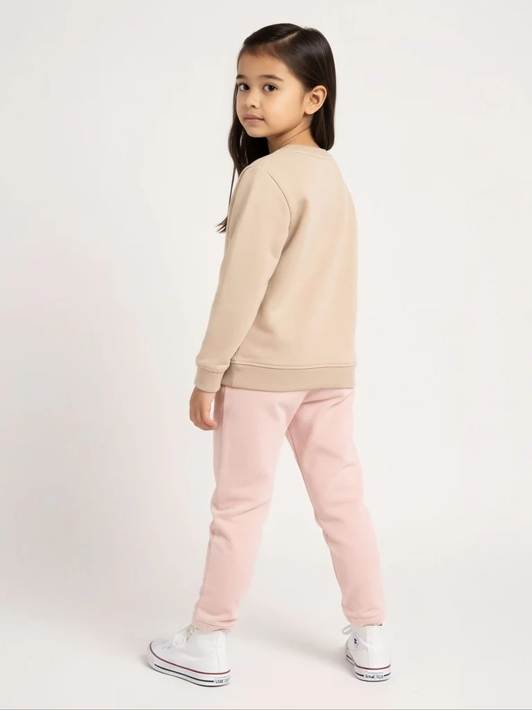 HOP Kids Girls Beige Embroidered Cotton-Blend Sweatshirt - Image 2