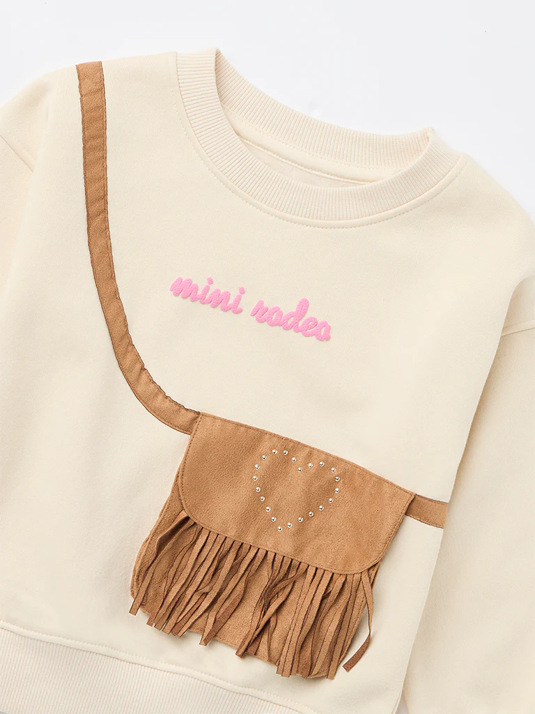 HOP Kids Girls Beige Embroidered Cotton-Blend Sweatshirt - Image 5
