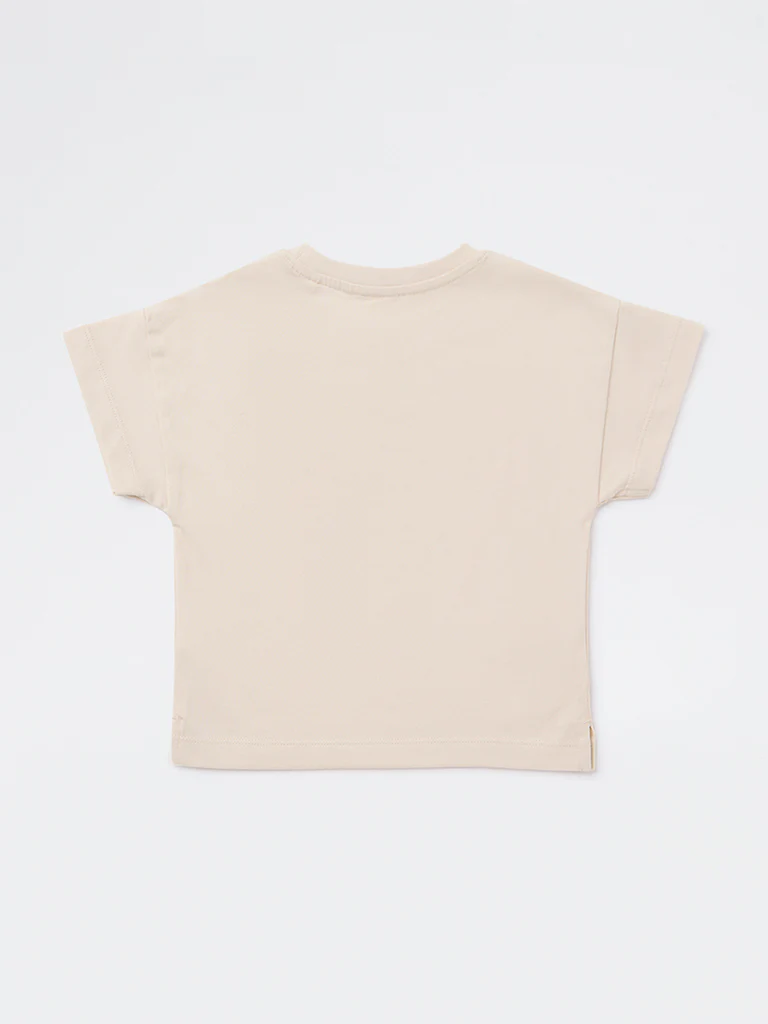 HOP Kids Girls Beige Embroidered Cotton T-Shirt - Image 5