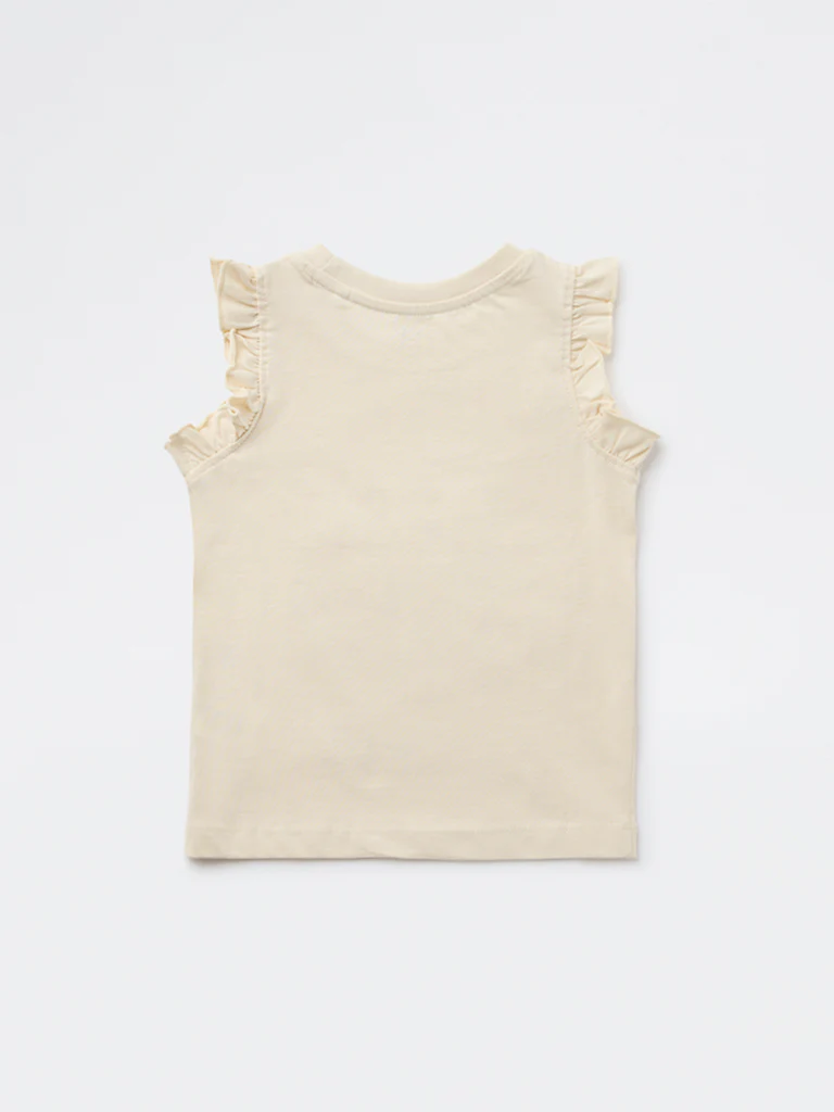 HOP Kids Girls Beige Floral Embroidered Cotton Top - Image 5