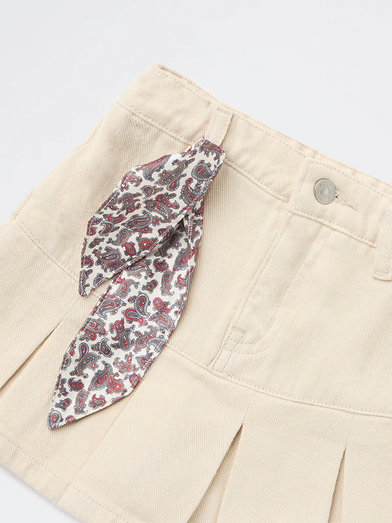 HOP Kids Girls Beige Mid-Rise Denim Skirt - Image 6