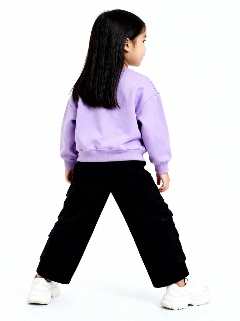 HOP Kids Girls Black Cargo-Style High-Rise Trousers - Image 2