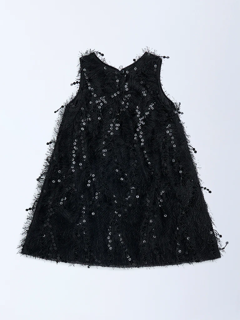 HOP Kids Girls Black Sequin Embellished Party Dress - Image 4