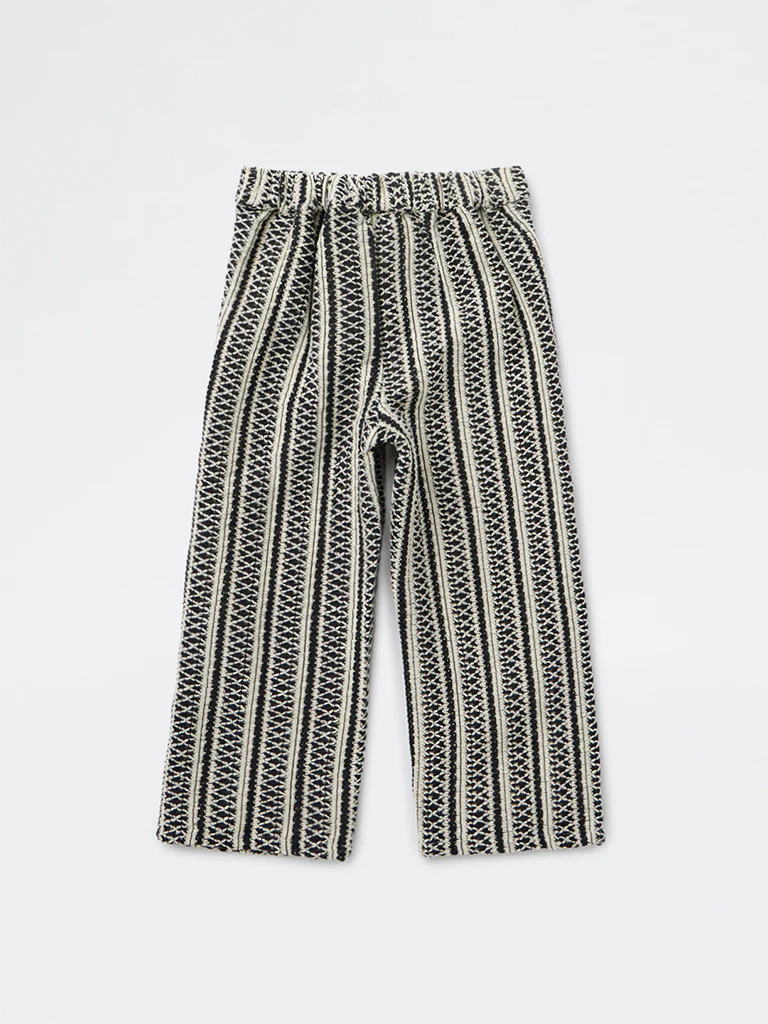 HOP Kids Girls Black Striped Knit Textured High-Rise Pants - Image 2