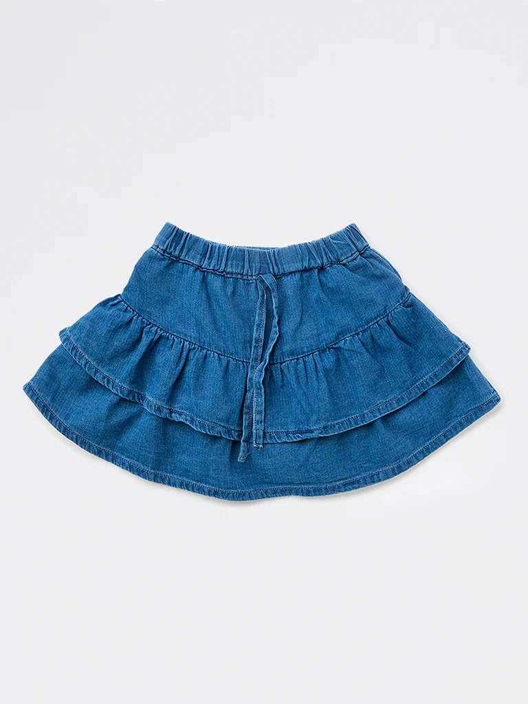 HOP Kids Girls Blue High-Rise Denim Skirt - Image 3