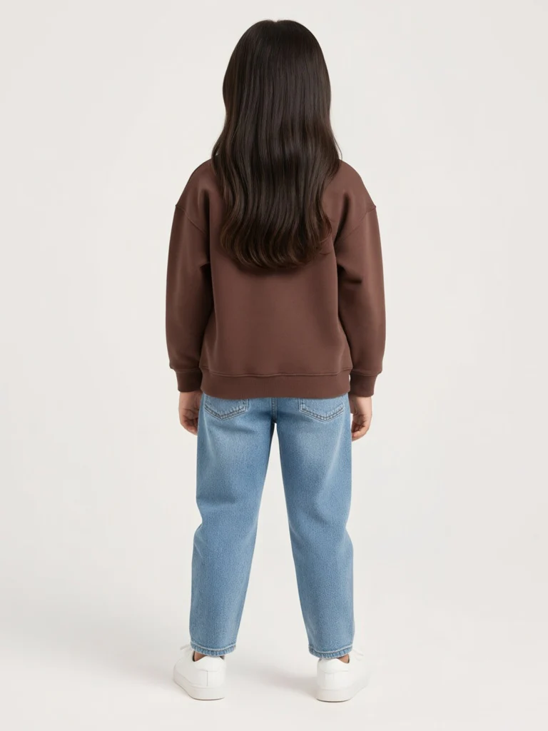 HOP Kids Girls Brown Animal-Detail Cotton-Blend Sweatshirt - Image 3