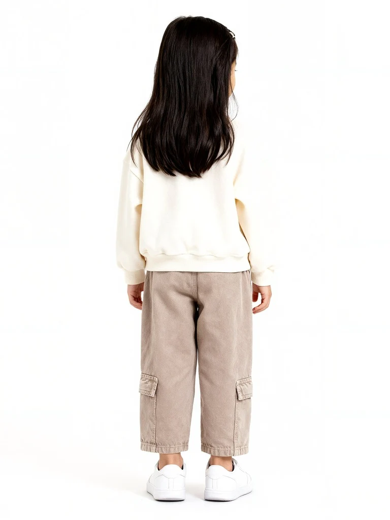 HOP Kids Girls Brown Floral Embroidered High-Rise Jeans - Image 2