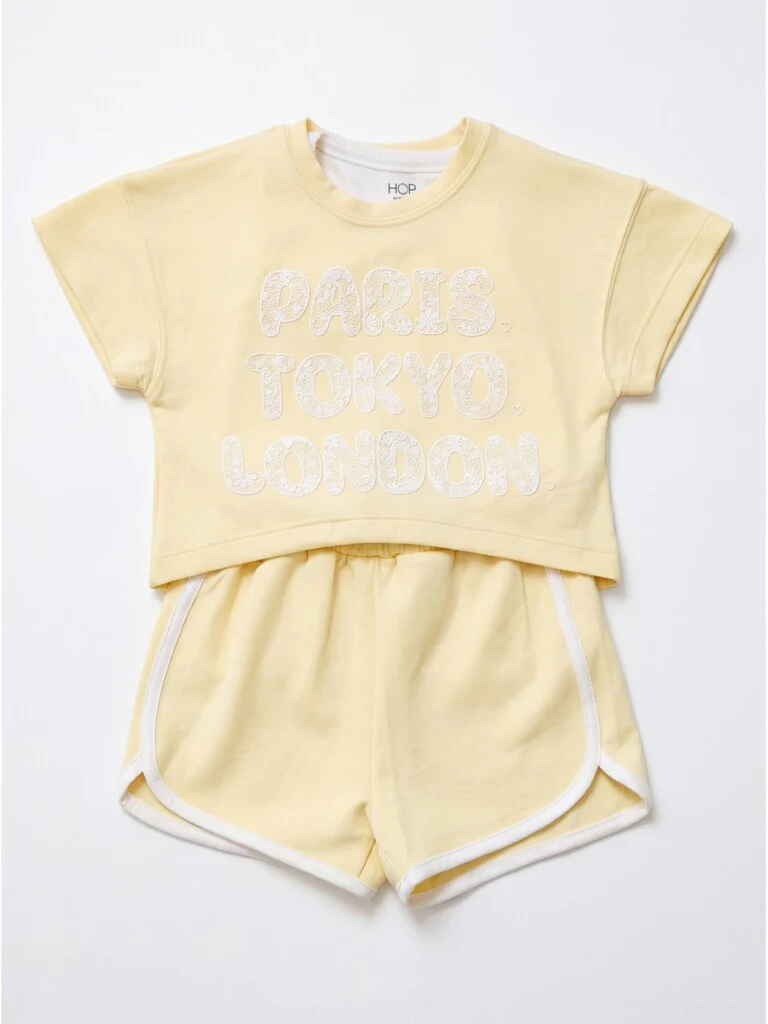 HOP Kids Girls Butter Yellow Graphic Print T-Shirt and Shorts Set - Image 3
