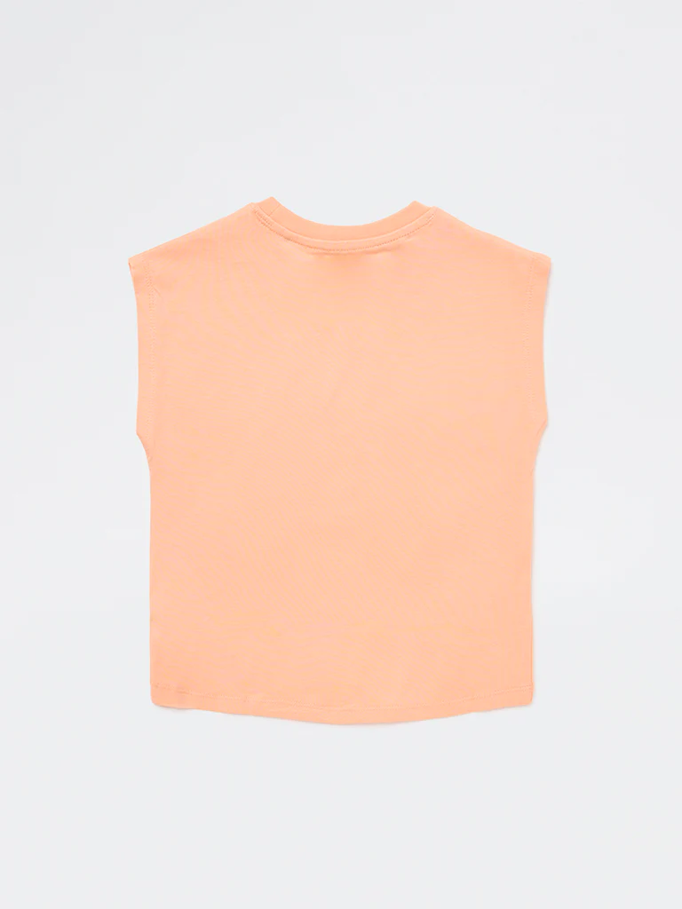 HOP Kids Girls Coral Graphic Design Cotton T-Shirt - Image 5