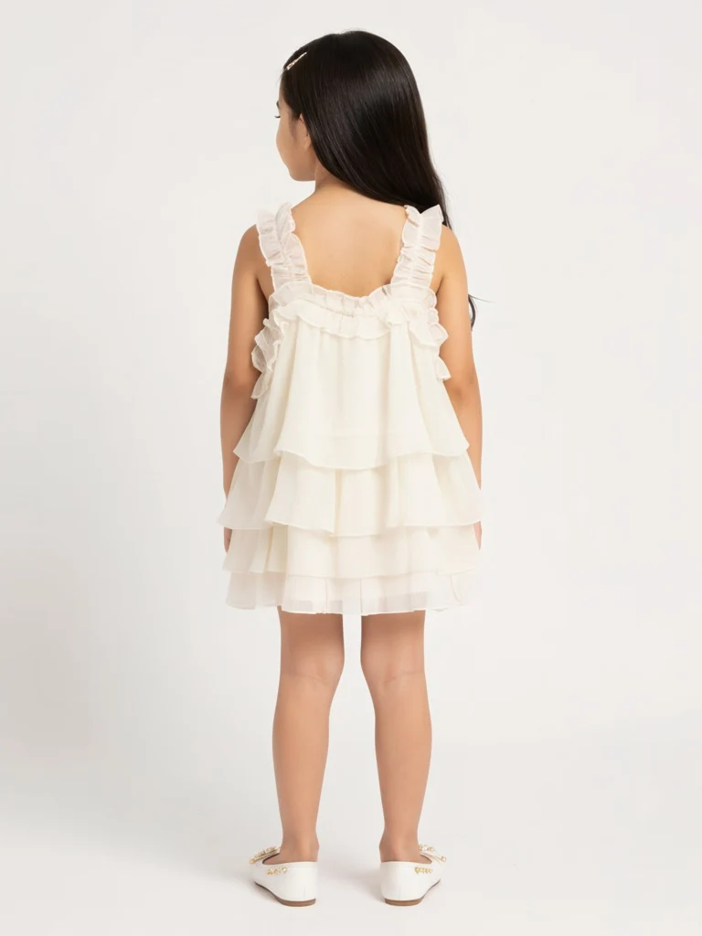 HOP Kids Girls Cream Ruffle-Detailed Top - Image 2