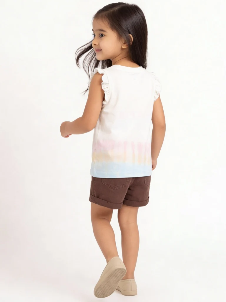 HOP Kids Girls Dark Brown High-Rise Denim Shorts - Image 2