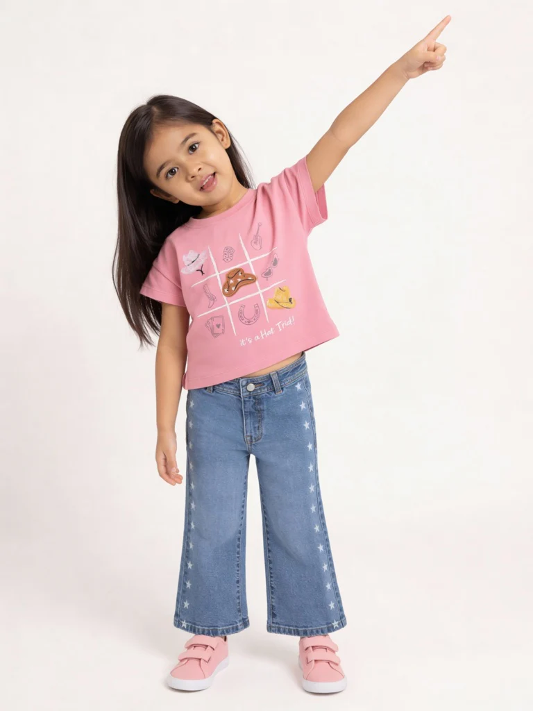HOP Kids Girls Dusty Pink Musical-Themed Cotton T-Shirt