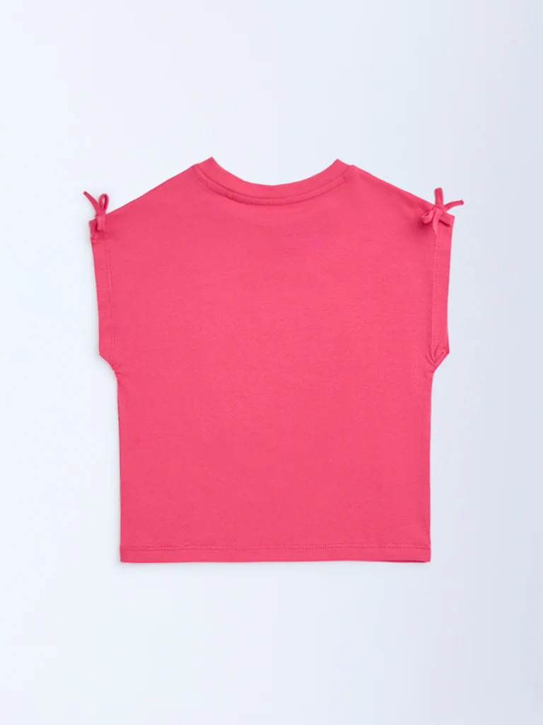 HOP Kids Girls Fuchsia Sequin Detailed Cotton Top - Image 5