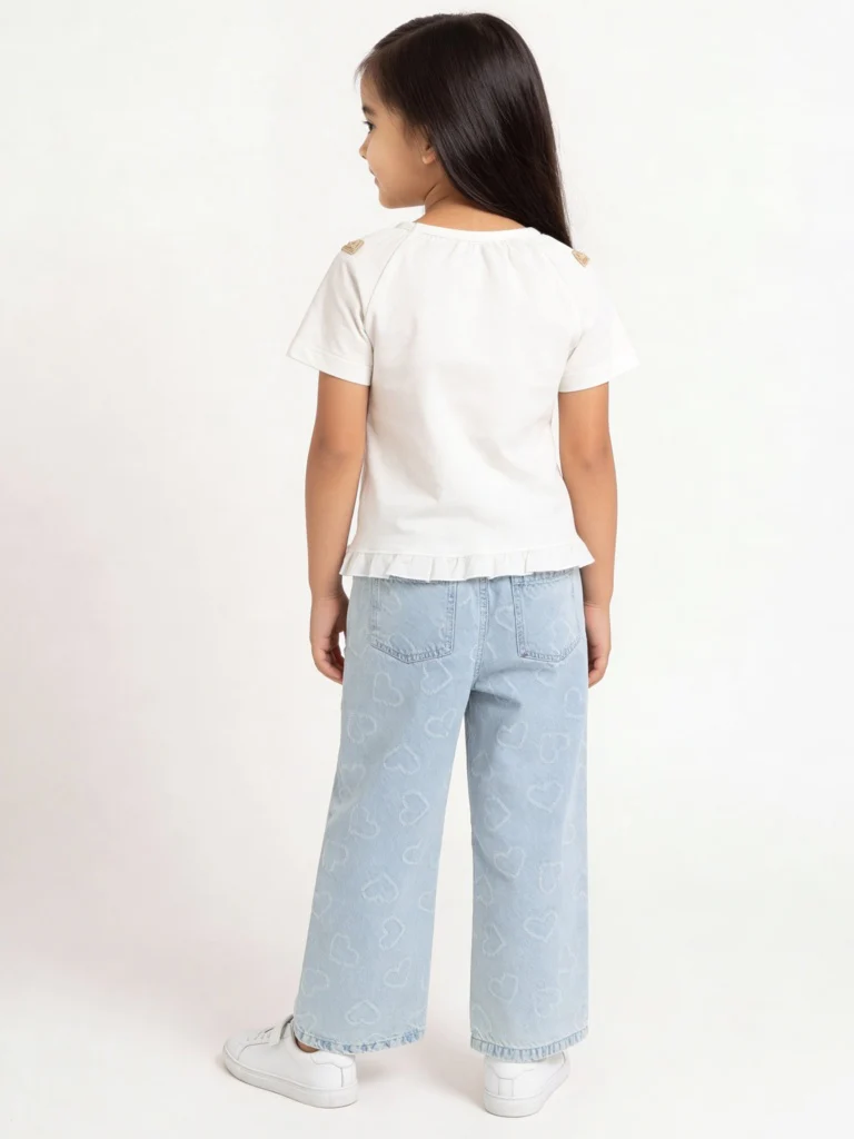 HOP Kids Girls Light Blue High-Rise Relaxed-Fit Jeans - Image 2