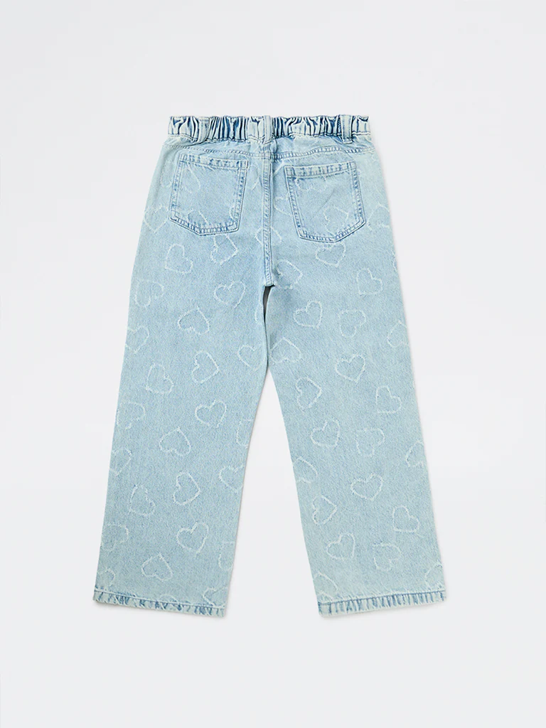 HOP Kids Girls Light Blue High-Rise Relaxed-Fit Jeans - Image 4