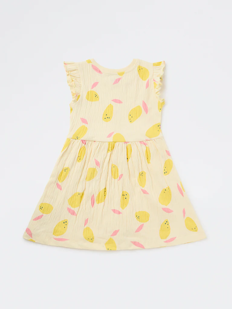 HOP Kids Girls Light Yellow Cotton-Blend A-Line Dress - Image 4