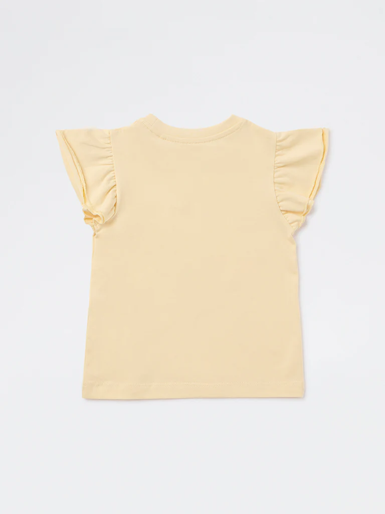 HOP Kids Girls Light Yellow Embroidered Cotton Top - Image 5