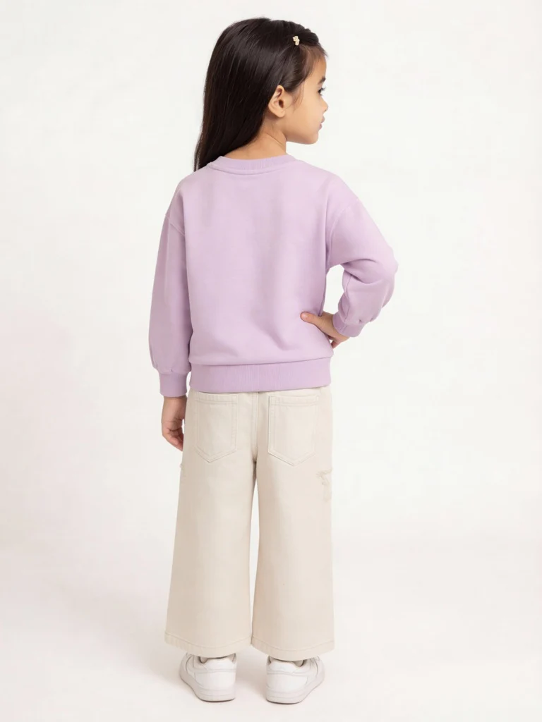 HOP Kids Girls Lilac Bow-Detailed Cotton-Blend Sweatshirt - Image 3
