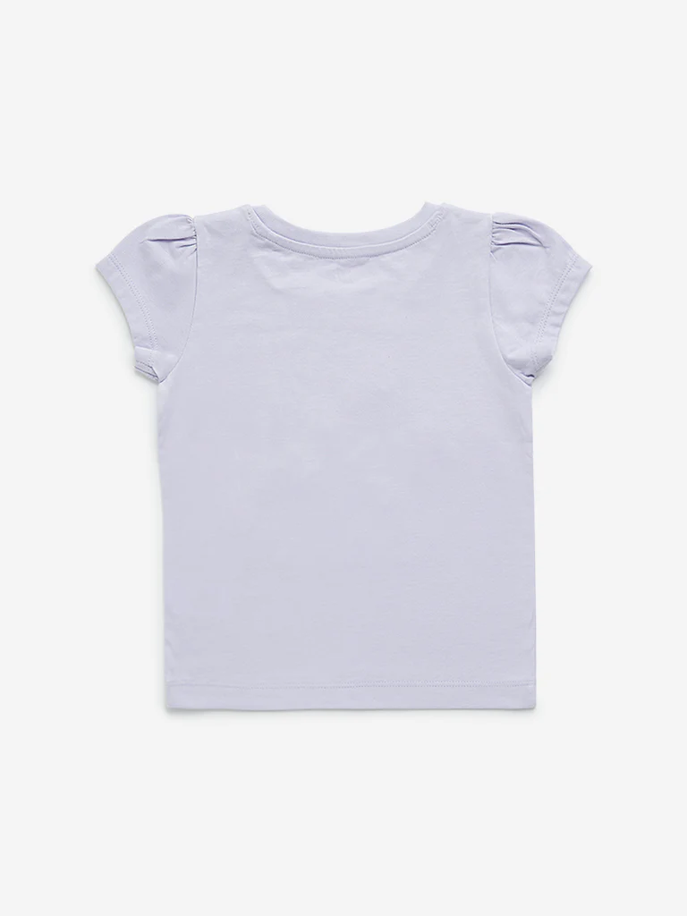 HOP Kids Girls Lilac Embellished Cotton T-Shirt - Image 3