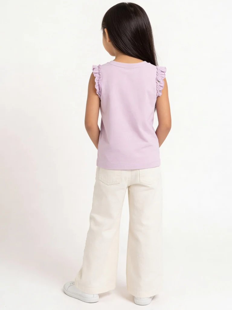 HOP Kids Girls Lilac Embellished Cotton Top - Image 3