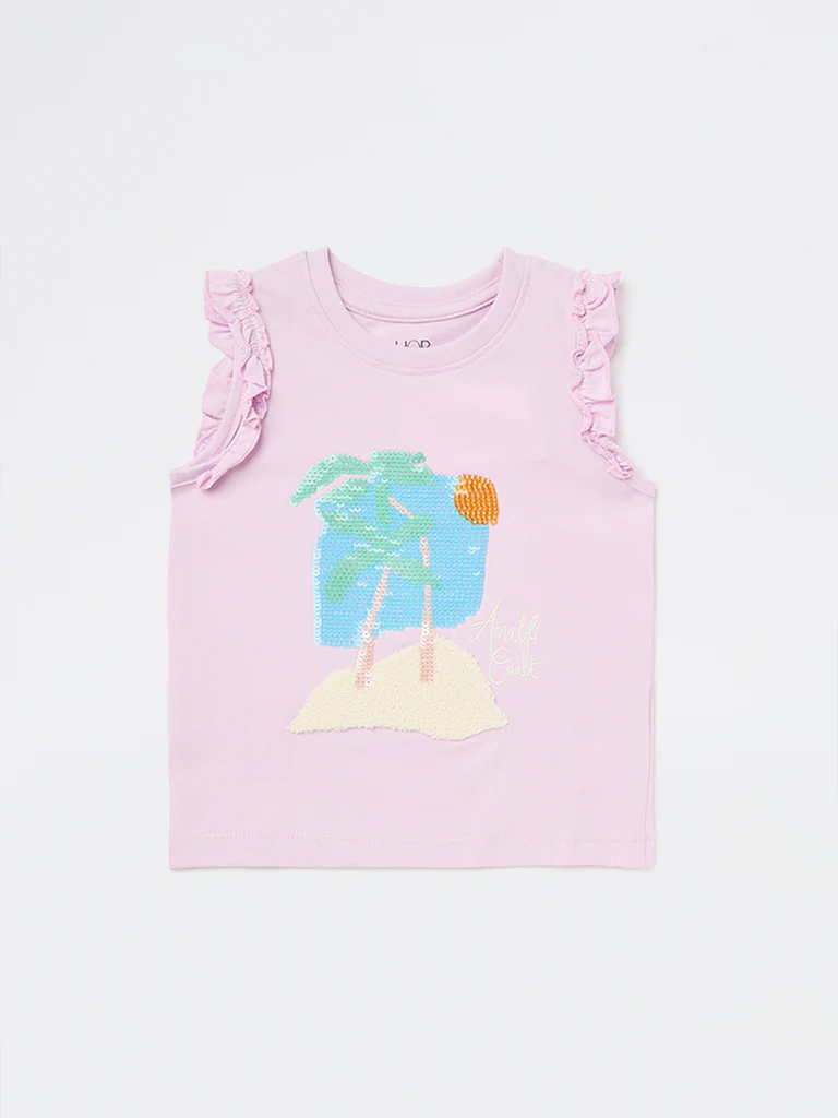 HOP Kids Girls Lilac Embellished Cotton Top - Image 4