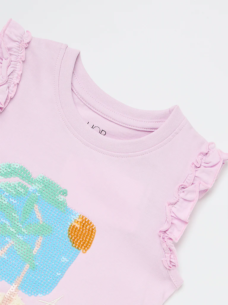 HOP Kids Girls Lilac Embellished Cotton Top - Image 6