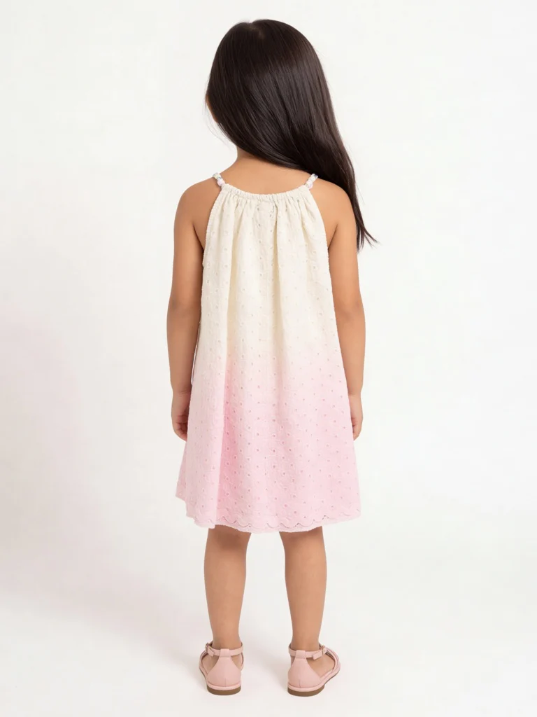 HOP Kids Girls Lilac Schiffli Detailed A-Line Cotton Dress - Image 2
