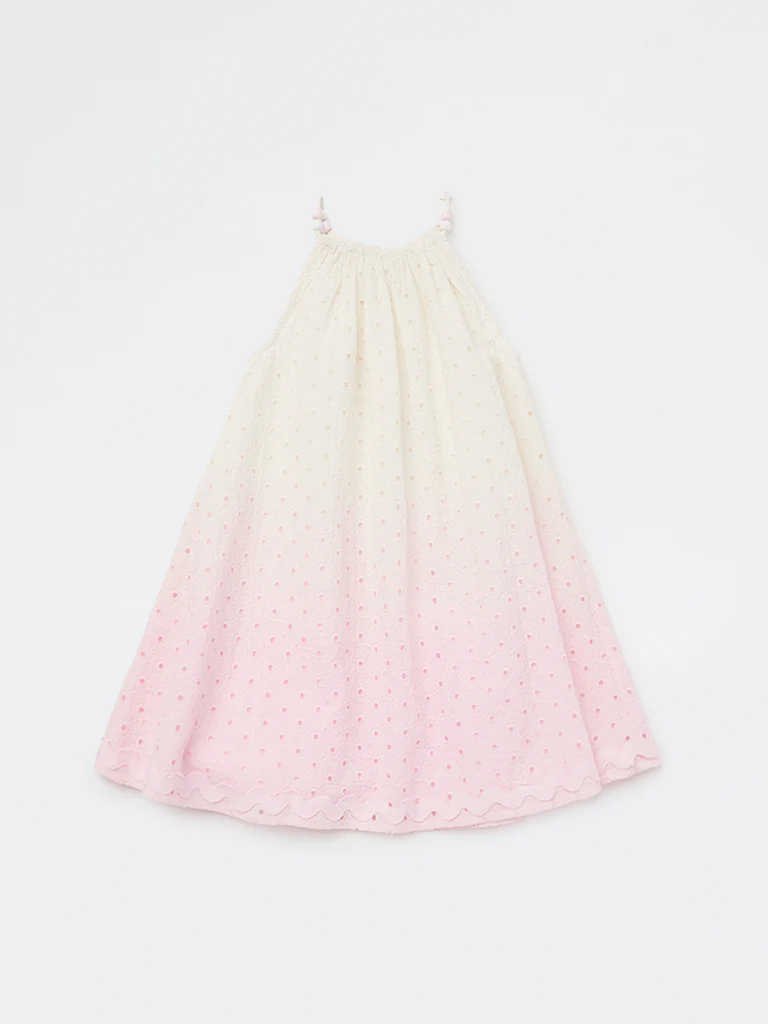 HOP Kids Girls Lilac Schiffli Detailed A-Line Cotton Dress - Image 3