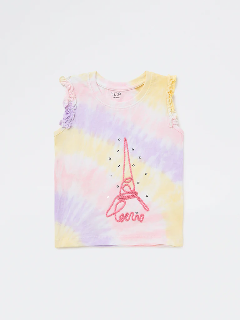 HOP Kids Girls Lilac Tie-Dye Cotton Top - Image 4